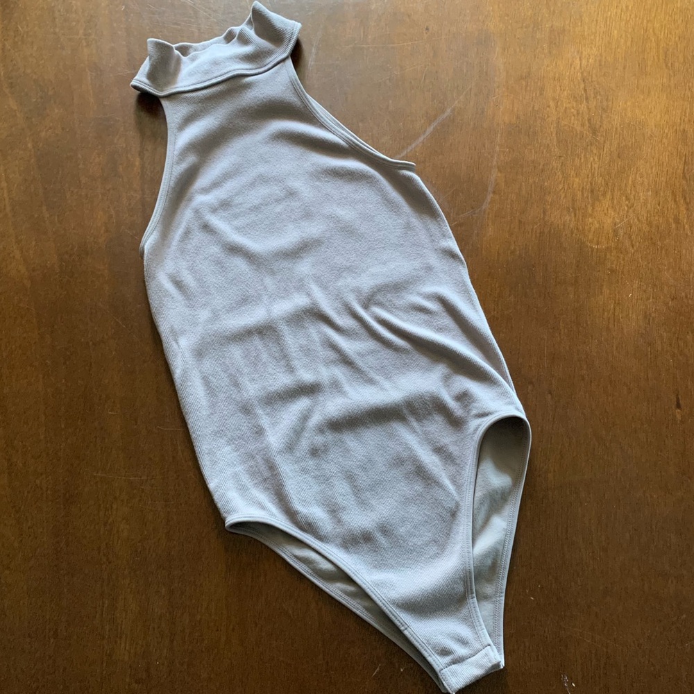 Zara Nude Ribbed Mock Neck Bodysuit